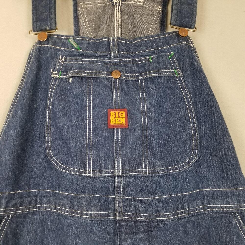 Vintage Big Ben Bib Overalls Mens 42x30 Blue Denim Workwear Made USA 90s - Picture 3 of 9